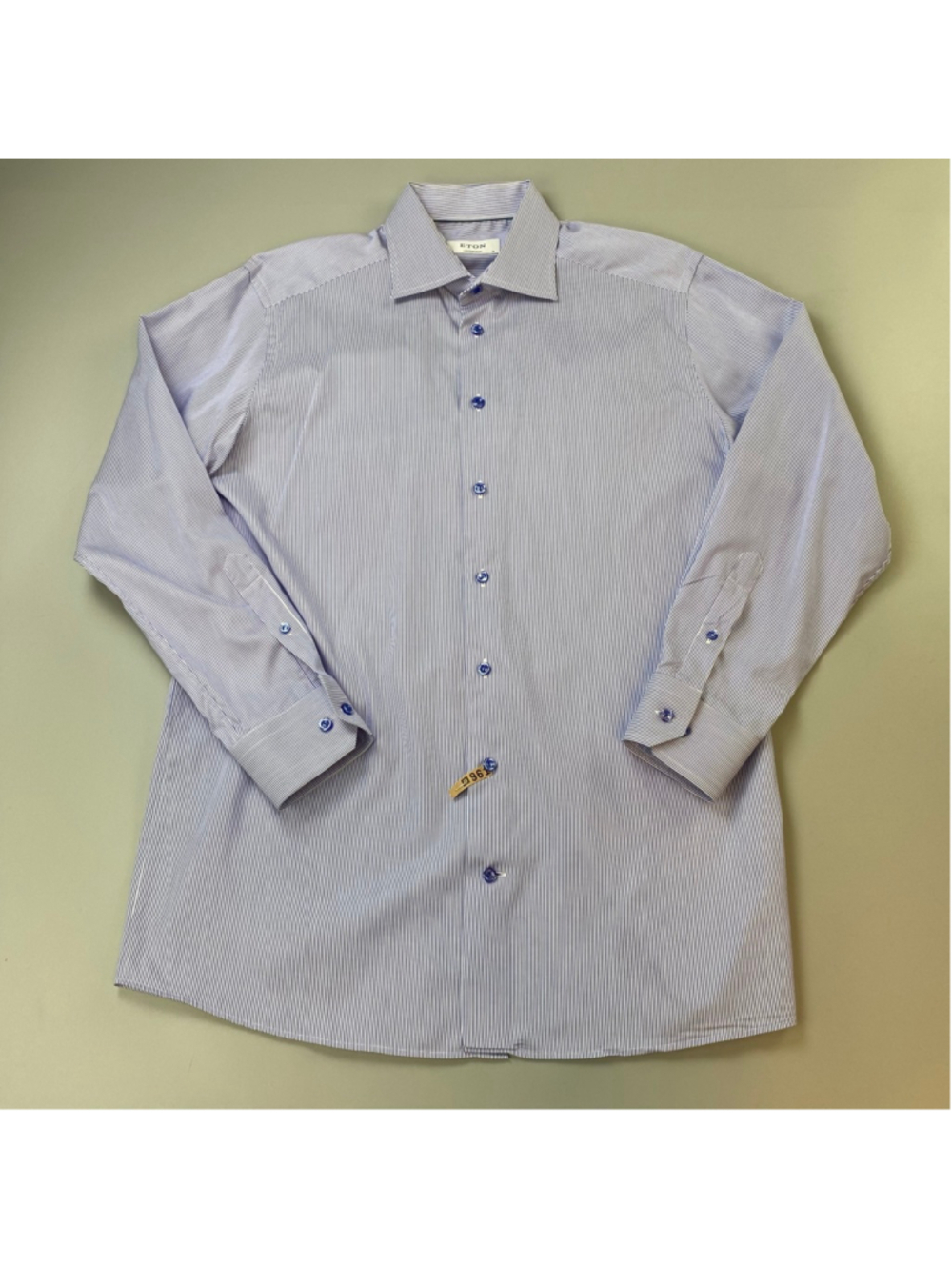 ETON Dress Shirt Mens 41 Neck 16 Blue White Stripe Quiet Luxury Old Money Cotton